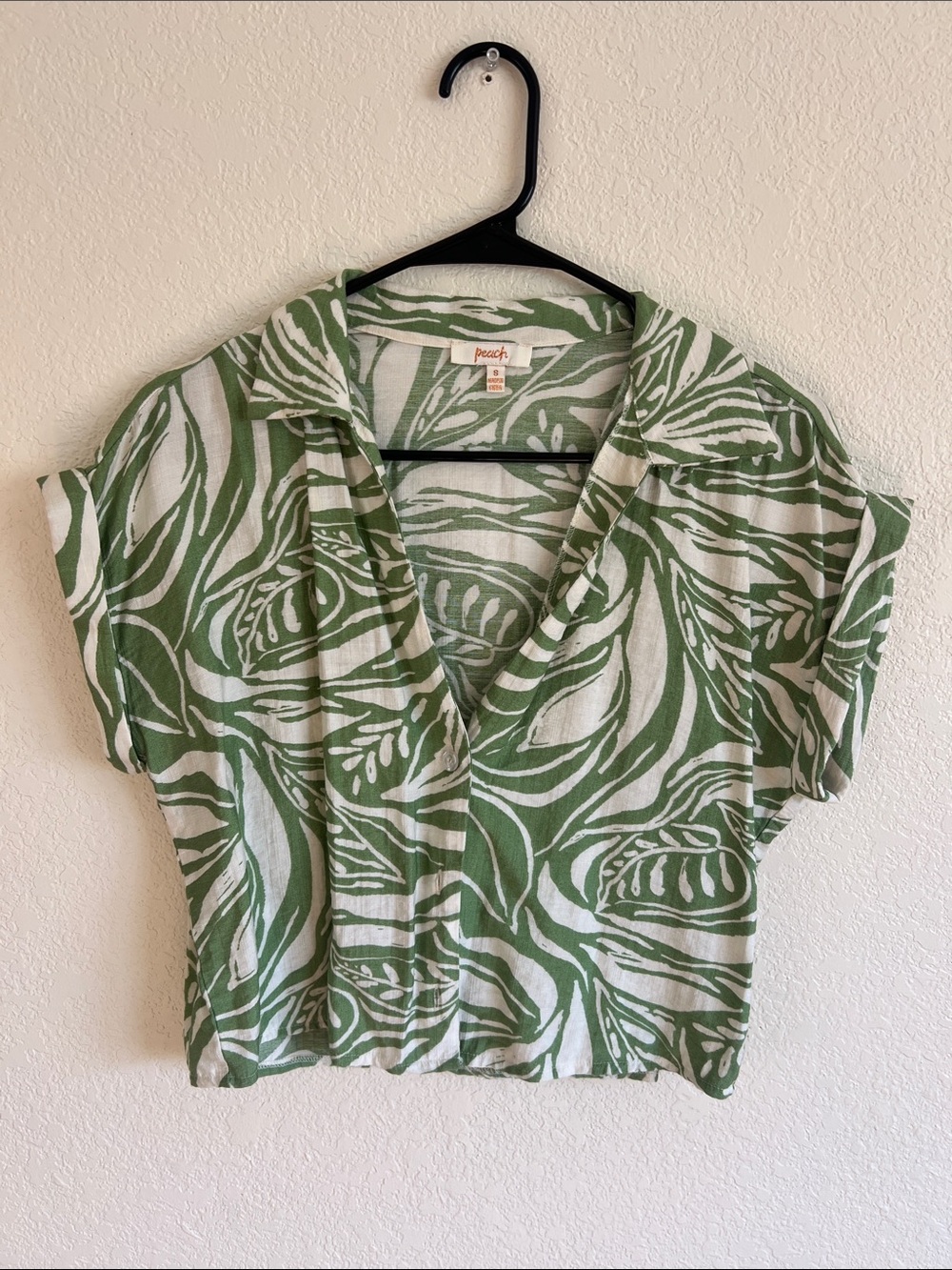 Peach Relaxed Button Front Top